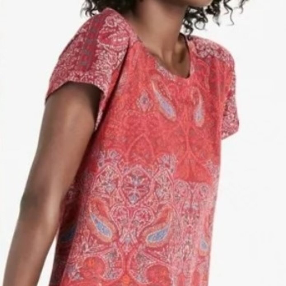 Lucky Brand Top Red Paisley with Split Back Size 1X